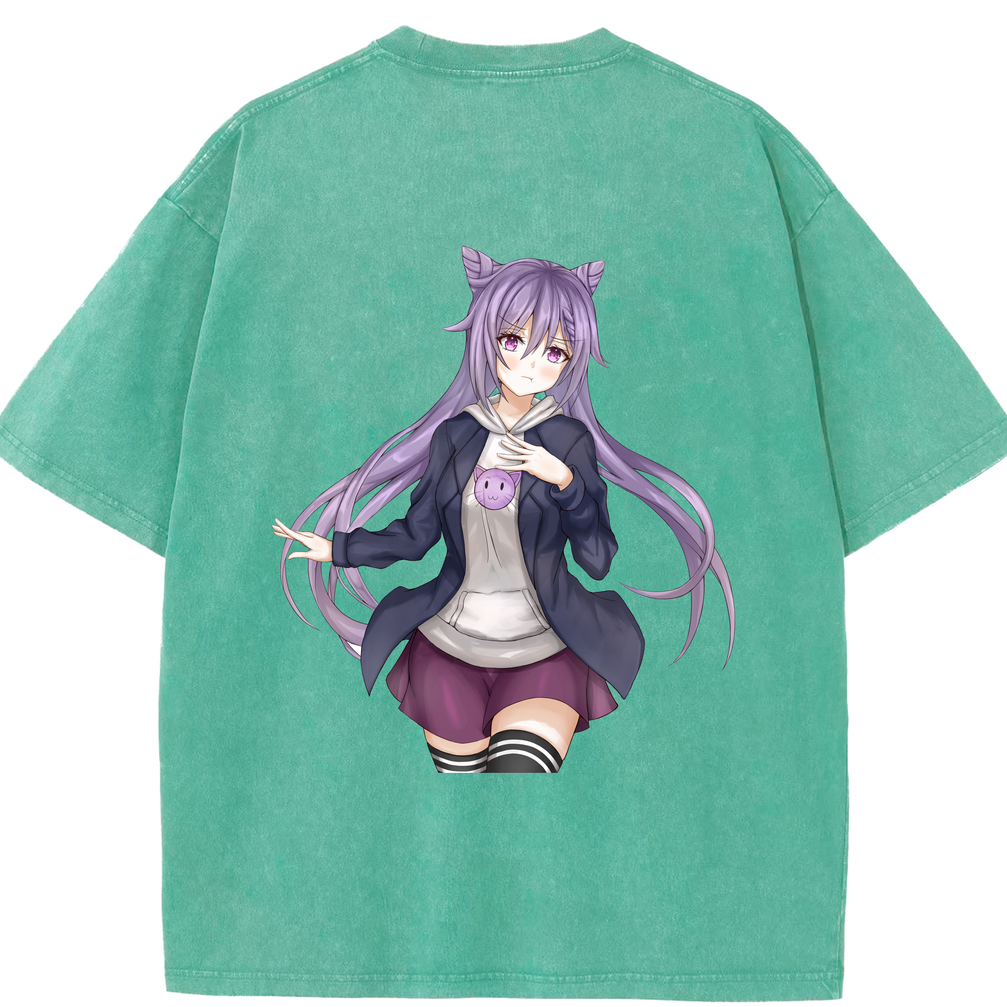 げんし神 刻晴 こくせい genshin Kokusei 綿100% ヴィンテージ風 半袖Tシャツ（背面プリント）